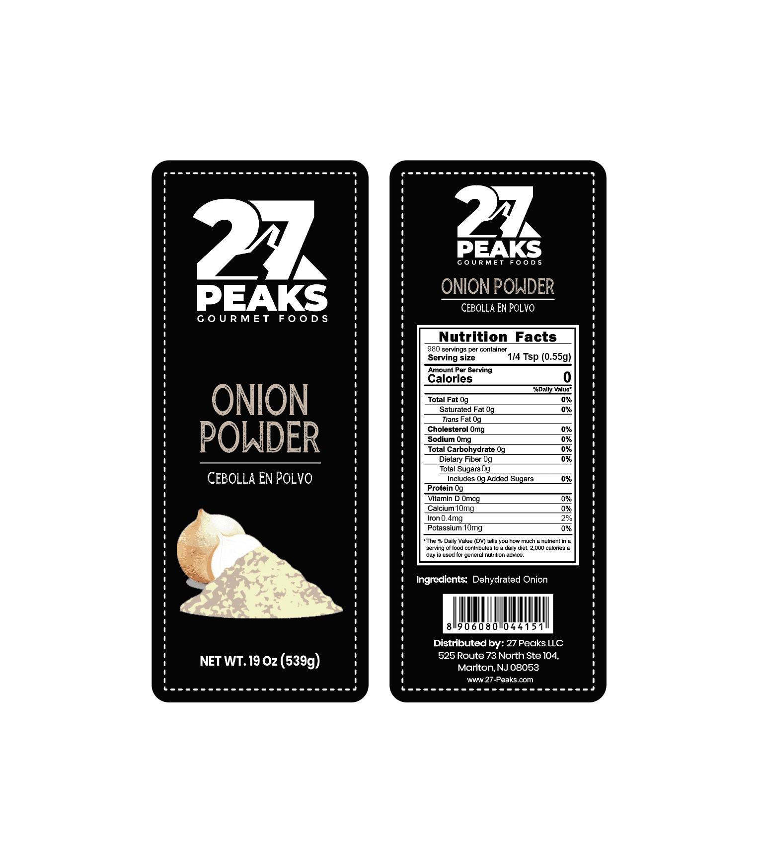 27 Peaks Gourmet No Artificial Flavors Onion Powder, 19 oz Bottle