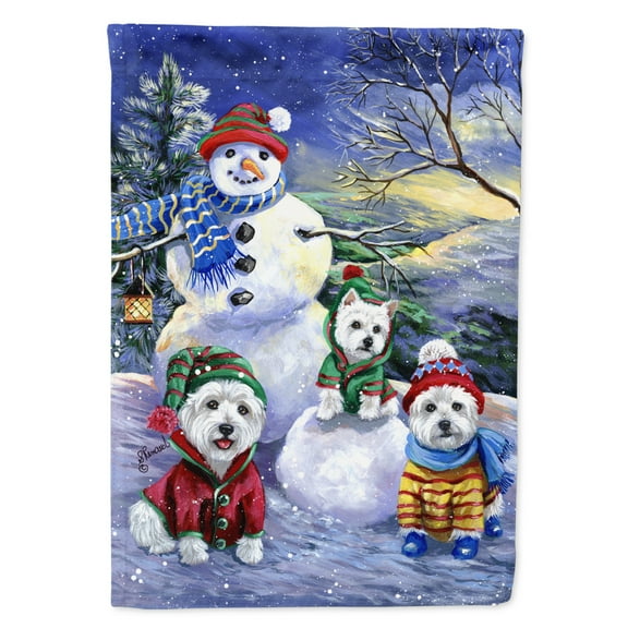 Westie Holiay Snowballs Flag Canvas House Size