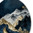 thumbnail image 3 of Designart "Frosted River and Mountain Gold I" Landscape Forest River Mountains Metal Round Art Print, 3 of 5