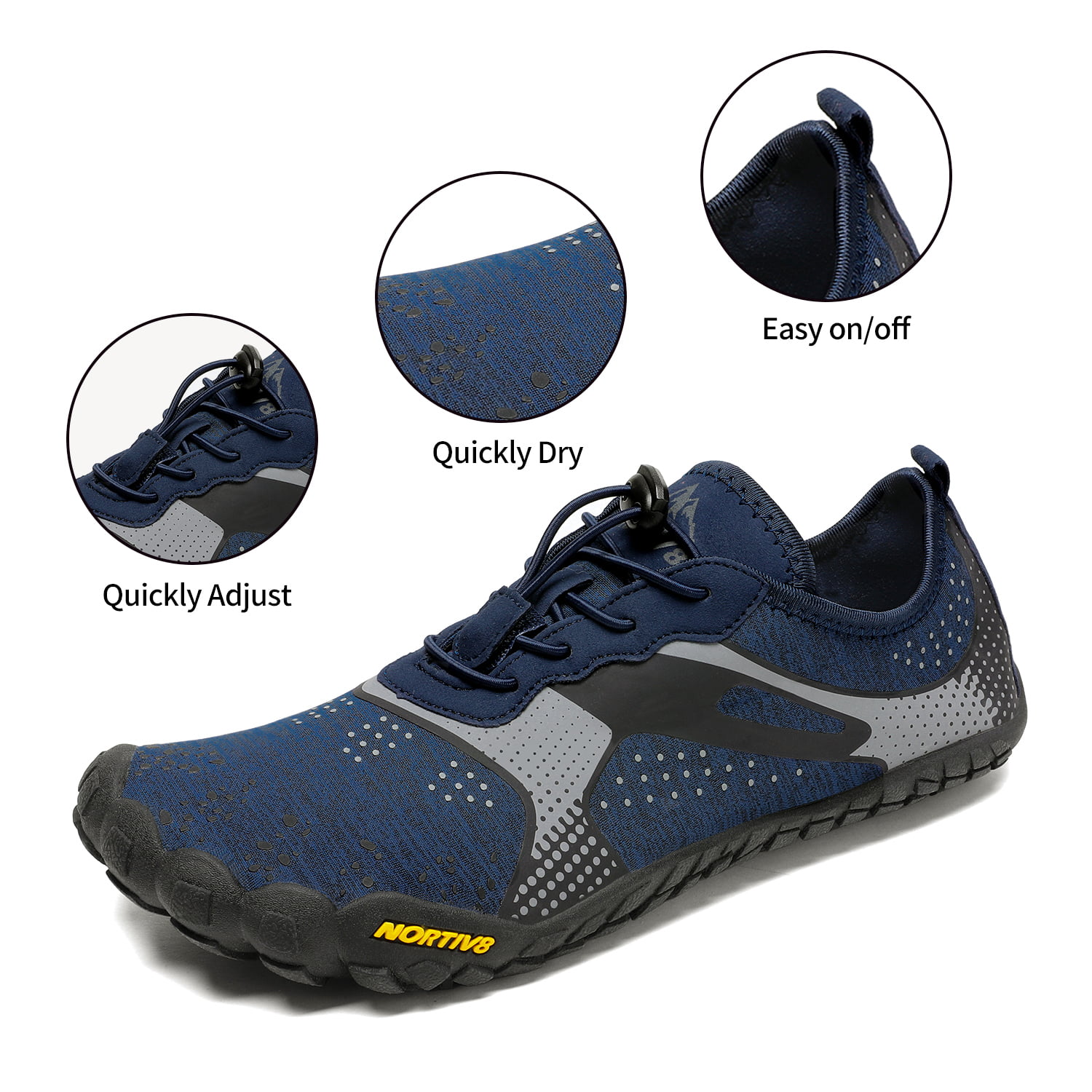 NORTIV 8 Mens Water Shoes Quick Dry Beach Barefoot Aqua Shoes 