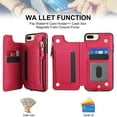 thumbnail image 7 of Wallet Case for Apple iPhone 8 Plus/iPhone 7 Plus, with Crossbody Shoulder Strap & Hand Wrist Cards Holder Zipper Pocket Stand Feature Full Protective Shockpoof Case for iPhone 8 Plus/7 Plus,Red, 7 of 7
