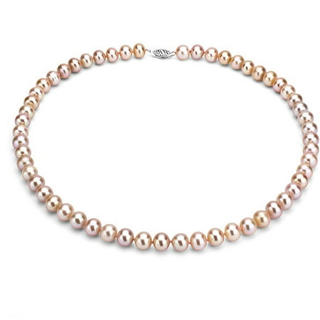 Ultra-Luster 11-12mm Pink Genuine Cultured Freshwater Pearl 18 Necklace and Sterling Silver Filigree Clasp