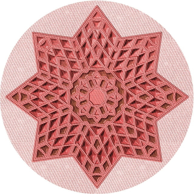 Ahgly Company Machine Washable Indoor Round Transitional Grapefruit Red Area Rugs, 3' Round