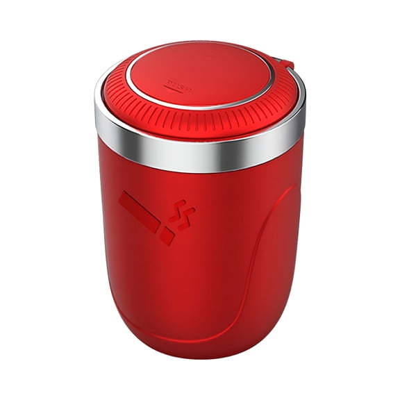 TENIRO Car Ashtray with Detachable Lid and LED Light, Portable Ashtray for Vehicles, Red