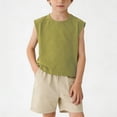 thumbnail image 3 of HAOTAGS Boys Cotton Tank Tops Sleeveless Round Neck Casual Summer Tops Green Size 4 Years, 3 of 7