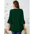 thumbnail image 7 of SHOWMALL Women's Plus Size Tops Bell-Sleeve Ultimate Tee Shirt Dark Green 1X Scoop Neck Casual Tunic Tops 3/4 Sleeves Basic Tunic Tops, 7 of 7