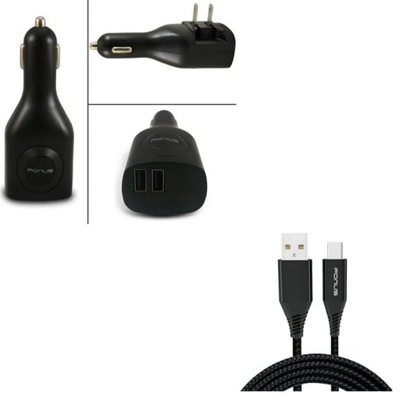 For Google Pixel 7a/7/Pro/6a - 6ft USB Cable w Car Home Charger, Type-C Charger Cord Power, 2-Port USB 2-in-1 Power for Google Pixel 7a/7/Pro/6a Phones