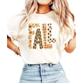 thumbnail image 6 of Fall Shirt for Women Leopard Floral Gingham Polka Dot Graphic Tee, Blue Jean Shirt, 2XL, 6 of 8