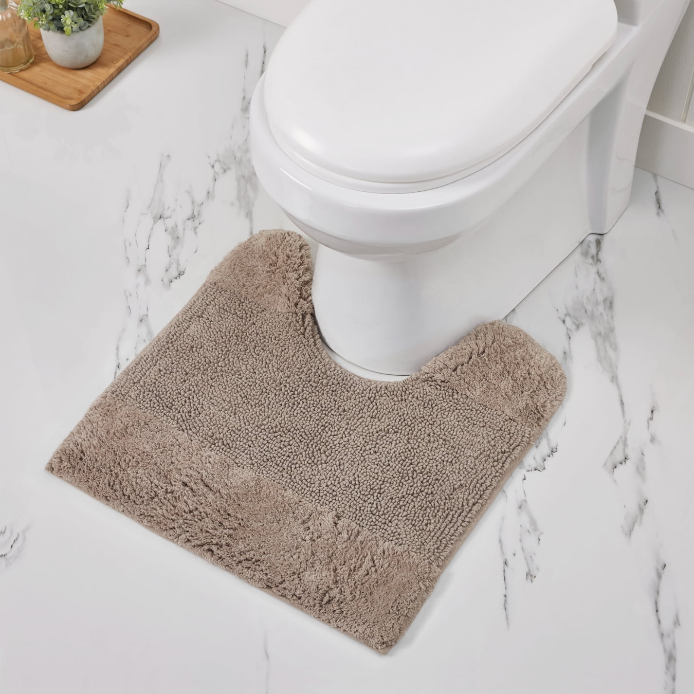 Better Trends 4 Piece Bathroom Rug Set, 100% Cotton, Extra Soft Tufted Bath Mat, Water Absorbent & Non Slip Bath Rug, (Beige) Granada Collection