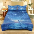 thumbnail image 2 of ZIATUBLES Dreamy Whale Print Twin Size Duvet Cover Set, 3 Pieces Soft Cozy Bedding, 1 Duvet Cover & 2 Pillowcases, Easy Care Lightweight Bedding for All Season, Chic Modern Decor, 2 of 8