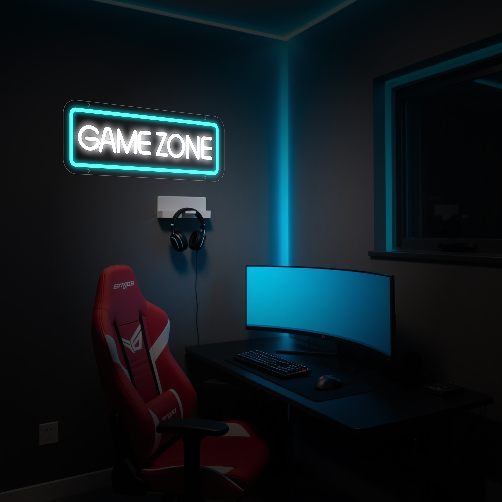 Game Zone Neon Sign, Game Zone Led Signs for Wall Decor, Dimmable Neon Light Sign for Bedroom, Play Room, Kids Room, Bar Decoration, USB Powered Light Up Neon Signs for Party Decor