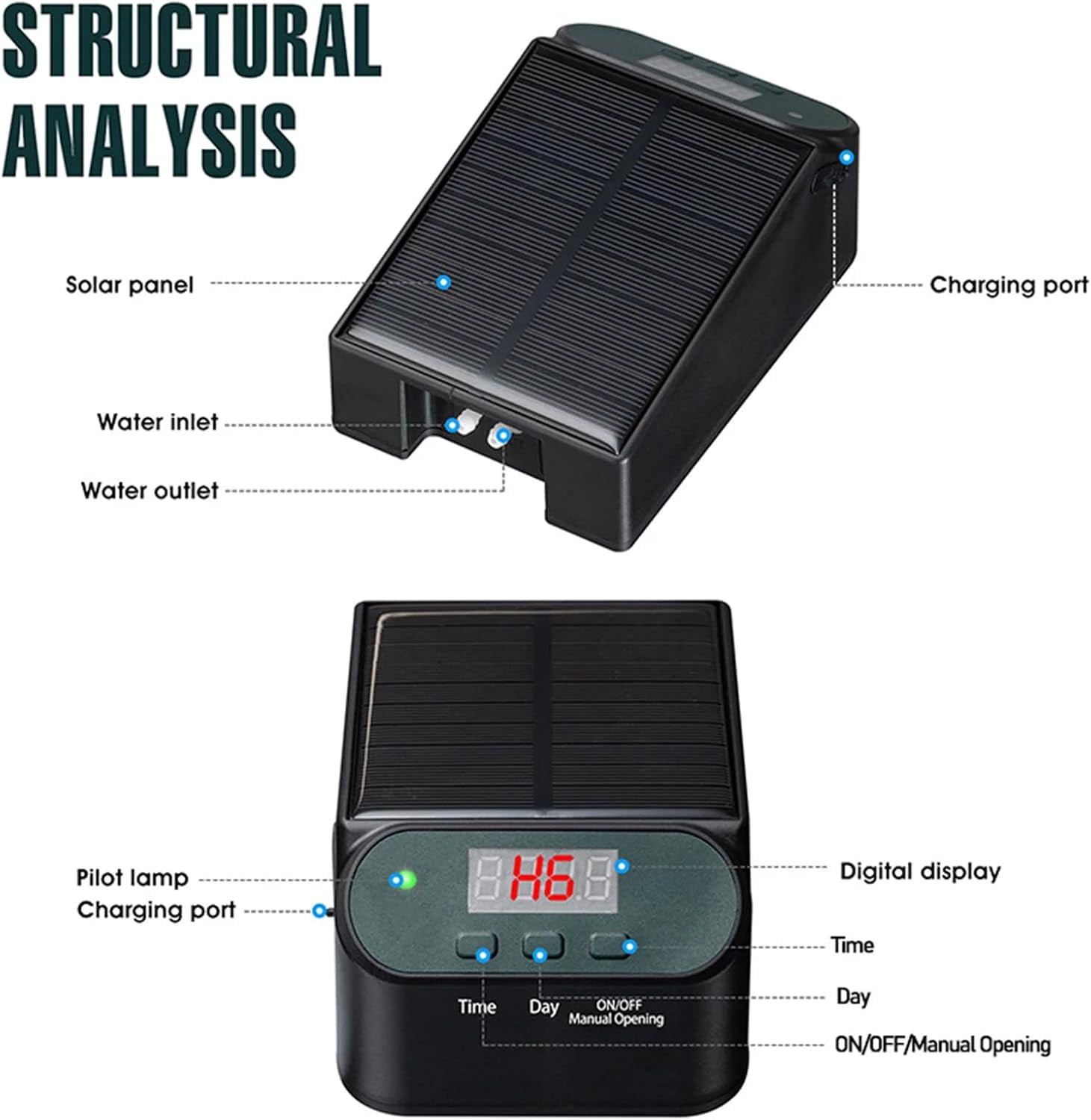Solar Drip Irrigation System Kits with Time, USB Powe Auto Indoor Plant Watering Devices for 15 Potted Plants, with Anti-Siphoning Device
