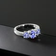 thumbnail image 5 of Gem Stone King 10K White Gold Blue Tanzanite and White Lab Grown Diamond 3 Stone Engagement Ring for Women (1.71 Cttw, Oval Gemstone December Birthstone, Available in Size 5, 6, 7, 8, 9), 5 of 6