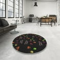 thumbnail image 4 of Ahgly Company Machine Washable Indoor Round Transitional Night Black Area Rugs, 8' Round, 4 of 7