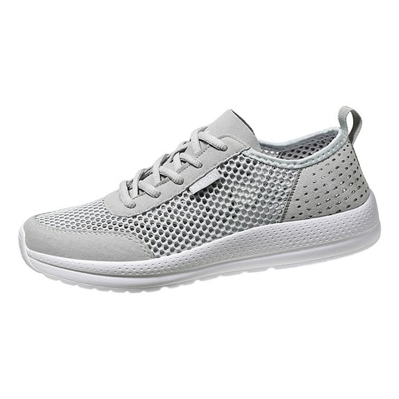PEASKJP Mesns Slip On Sneakers Mesh Breathable Lightweight Non Slip Comfort Gym Shoes Running Sneakers Gray 41