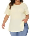 thumbnail image 2 of DARING DIVA Women's Plus Crew Neck Top 1X Beige, 2 of 6
