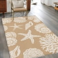 thumbnail image 3 of Summer Marine Life Washable Area Rug 3 x 5 ft Graffiti Corals Shell Conch Sea Starfish Khaki, Soft Non Slip Rugs Stain Repellent Indoor Felt Carpet for Living Dining Room Bedroom Home Office, 3 of 9
