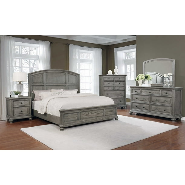 Best Master Furniture 5 Pcs Queen Bedroom Set in Grey Rustic Wood