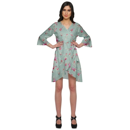 

Moomaya Printed Short Ruffle Style Crossover Robe Bridesmaid Getting Ready Shirt