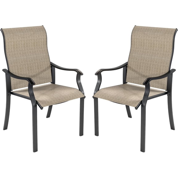 Techmilly Patio Chairs Set of 2, Outdoor Dining Chairs High Back with All Weather Breathable Textilene, Metal Frame for Lawn Garden Backyard Deck, Brown