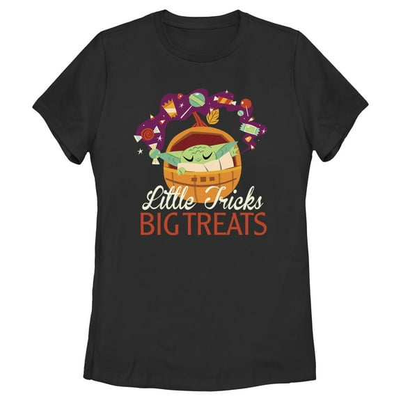 Women's Star Wars: The Mandalorian Halloween Grogu Big Treats Graphic Tee Black Medium