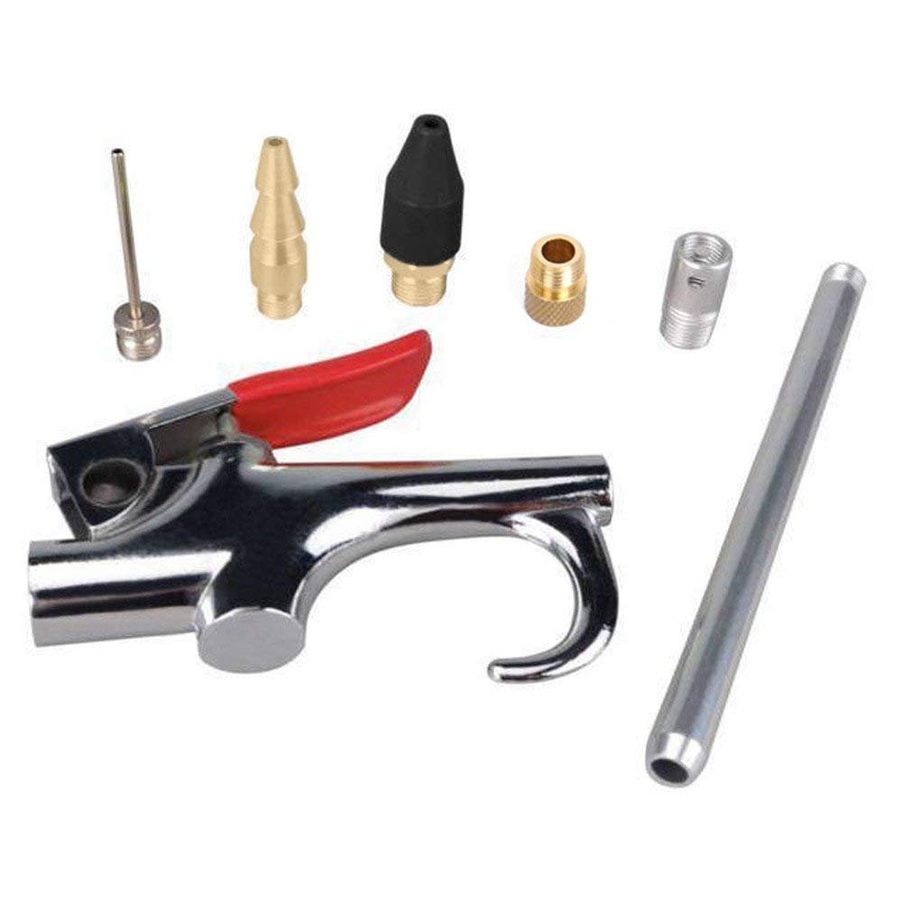 Air Tool Blow Gun & Recoil Hose Inflator Pressure Blister Pack Steel Nozzle New 