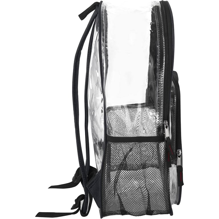 Summit Ridge Waterproof Clear Backpack with Water Bottle Holder Stadium  Approved Heavy Duty Clear Backpack Quality See Through Bag - Black 