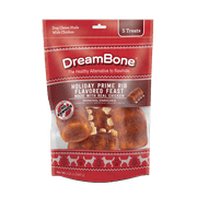 DreamBone Holiday Prime Rib Flavored Chews, 5 Count, Rawhide Free