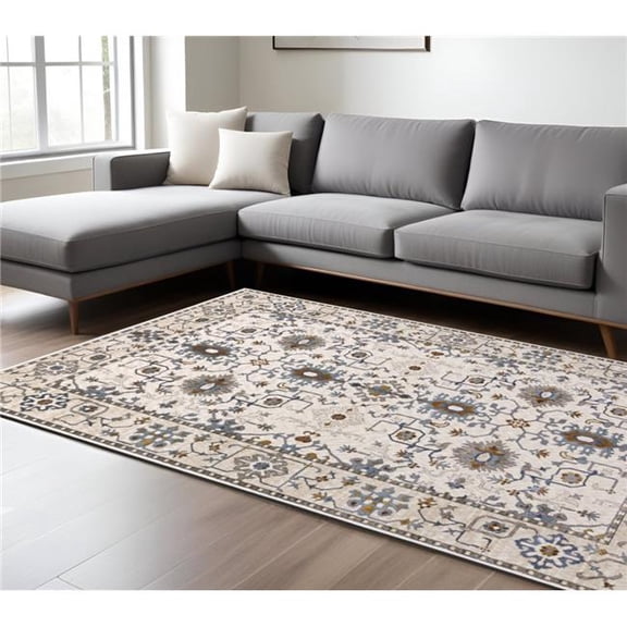 HomeRoots 574818 8 x 11 ft. Oriental Rectangle Area Rug, Ivory & Blue