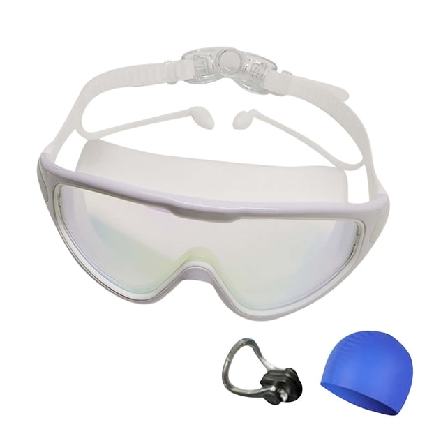 Gafas de natación HD de marco grande para niños | Diseño impermeable a prueba de fugas | Lentes panorámicas transparentes antivaho | Protección UV | Montura de silicona suave | Correa ajustable
