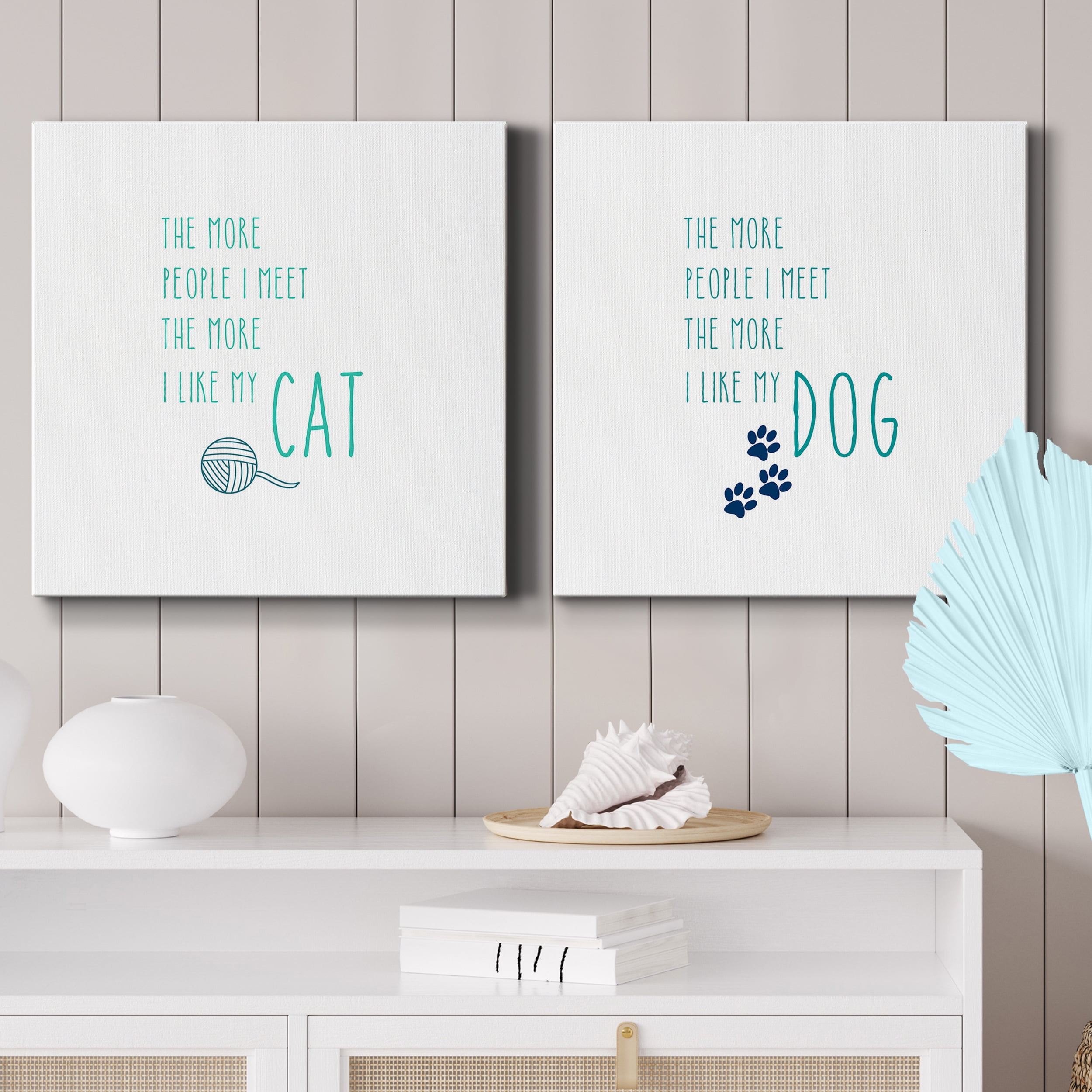 The More I Like My Cat - Premium Gallery Wrapped Canvas - Ready to Hang Set of 2 - 16 x 16 Each