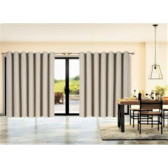 Room Darkening Blackout Curtains/Drapes K100 IVORY Panel Thermal Insulated Divider Room, Sliding Door Patio Extra Wide 1 Panel 100" X 84"