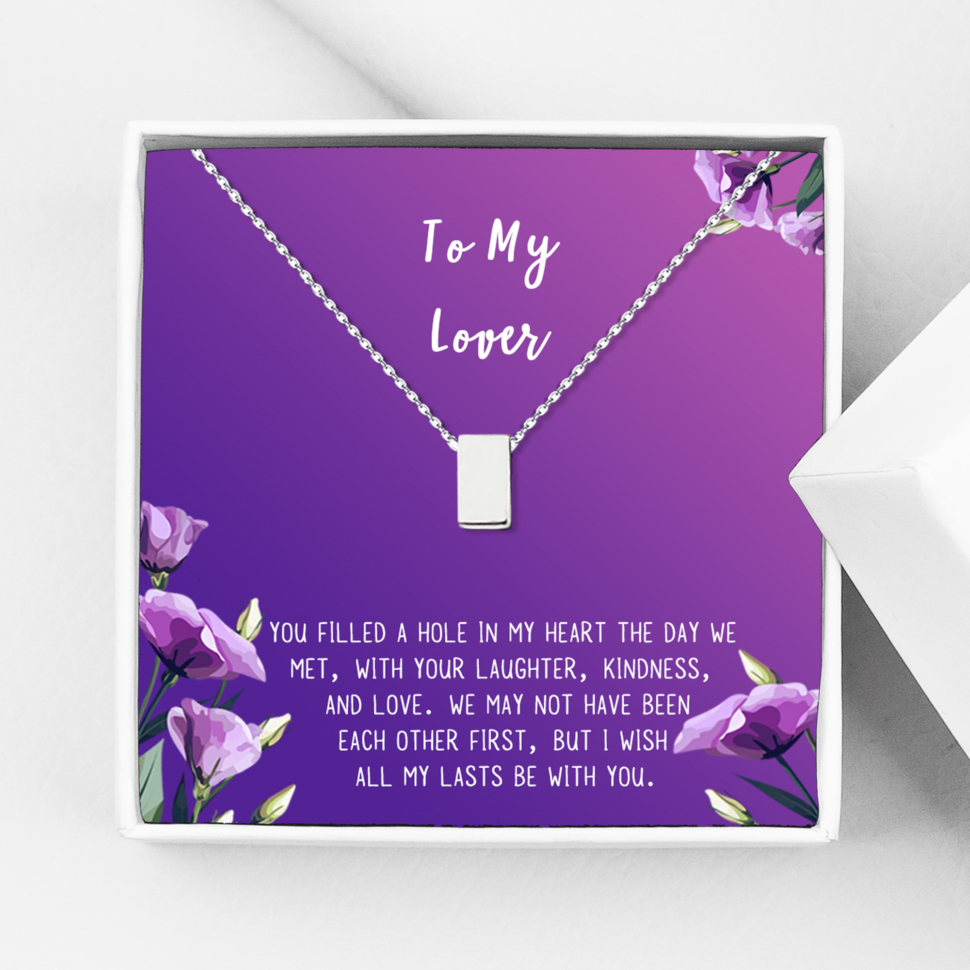 Anavia To My Lover Necklace Gift, Lover Birthday Gift, Mother's Day Gift, Proposal Gift, Card Gift for Girlfriend-[Silver Cube, Royal Purple Gift Card]