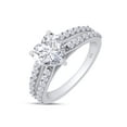 thumbnail image 2 of AFFY 14K White Gold Plated 6.5MM Heart Lab Created Moissanite Diamond Solitaire Split Shank 925 Sterling Silver Promise Ring -9, 2 of 6