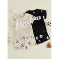 thumbnail image 3 of BemeyourBBs Toddler Baby Boys Football Outfit Infant Baby Boy Summer Clothes Waffled Short Sleeve Letter Embroidery T Shirt Tops and Football Print Pockets Shorts Set Toddler Boys Summer Outfit, 3 of 9
