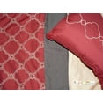thumbnail image 2 of 7-Pc Embroidered Casablanca Trellis Moroccan Striped Comforter Set Burgundy Red Brown Tan King, 2 of 2