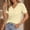 Yellow, variant on Gamivast Women's V Neck T-Shirts Short Sleeve Cable Knit Casual Tops Slim Fit Pullover Sweaters Basic Ribbed Blouses Lightweight Summer Fall Everyday Lounge Wear
