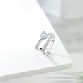 thumbnail image 4 of Gem Stone King 925 Sterling Silver Sky Blue Aquamarine and White Moissanite Wedding Engagement Band Bridal Set Ring for Women (1.24 Cttw, Gemstone March Birthstone, Available in Size 5, 6, 7, 8, 9), 4 of 5