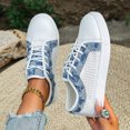thumbnail image 4 of Mesh Skate Sneakers for Women Denim Patchwork Casual Lace up Tennis Shoes for School Walking Every Day Wear, 4 of 8