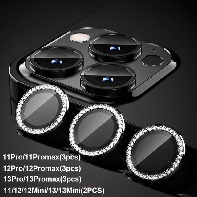 Protector de lente de cámara con purpurina de diamante para iPhone 13 12 11 Pro Max Mini anillo de Metal Len Glass iPhone14 Plus cubierta protectora Tan Jianjun unisex
