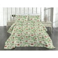 thumbnail image 2 of Ambesonne Floral Boho Quilted Coverlet 2 Pcs, Garden Scene Flowers, Twin Size, Peacock Green and Cinnamon, 2 of 4