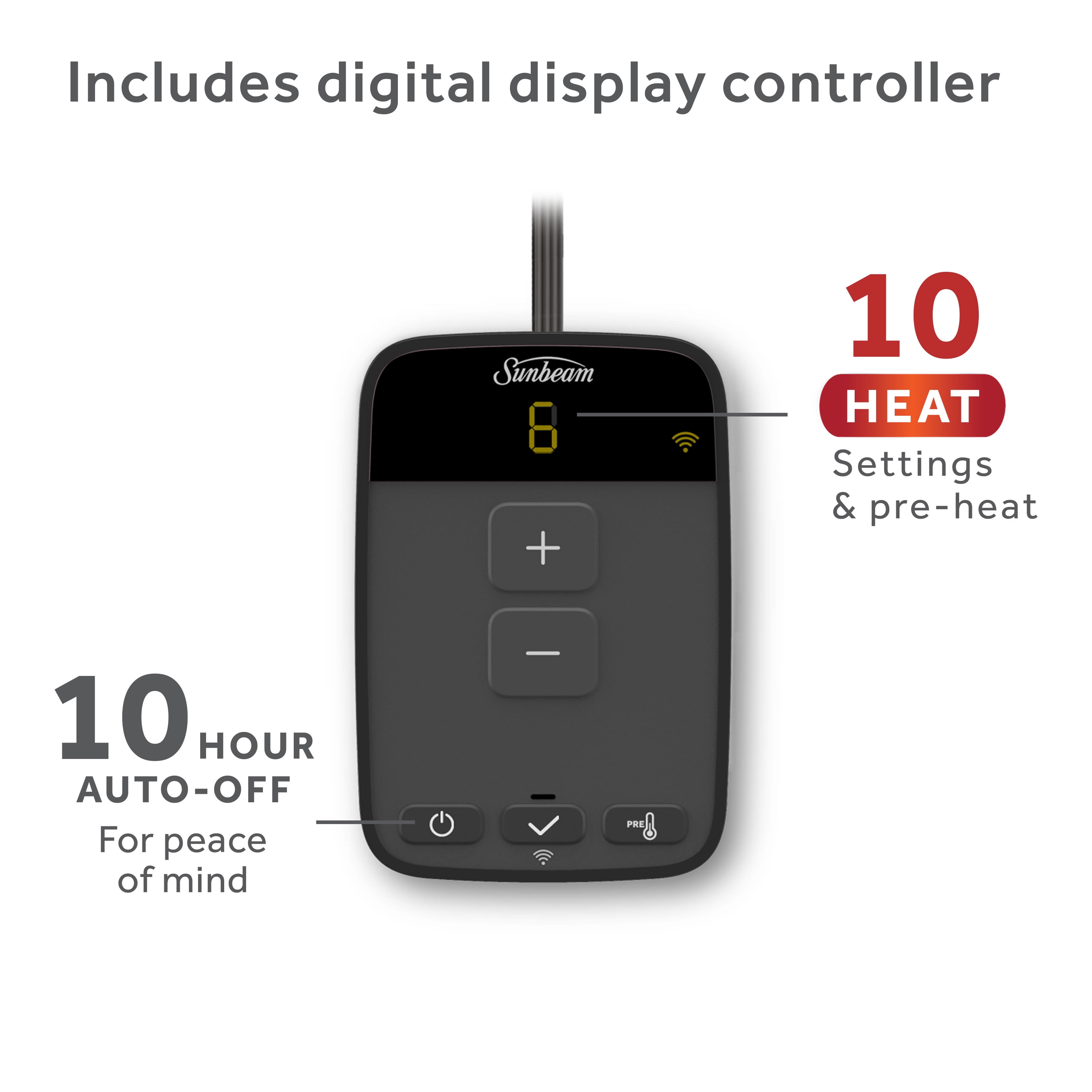 Sunbeam Loftec Wi-Fi Connected Electric Heated Blanket, Slate, Twin