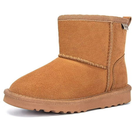 

QWZNDZGR Kids Snow Boots Boys Girls Winter Boots Cow Suede Warm Faux Fur Lined Durable Shoes(Little Kid/Big Kid)