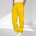 thumbnail image 2 of SERTG Mens Letter Print Joggers Sports Pants Fashion Casual Pants with Pocket Fall Winter Sweatpants Trousers Mens Long Pants(Yellow,2XL), 2 of 5
