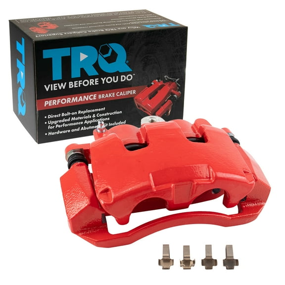 TRQ Front Left Brake Caliper w/Bracket Performance Red Drivers Side Compatible with 2005-2008 Dodge Dakota 2006-2008 Ram 1500 2006-2009 Mitsubishi Raider