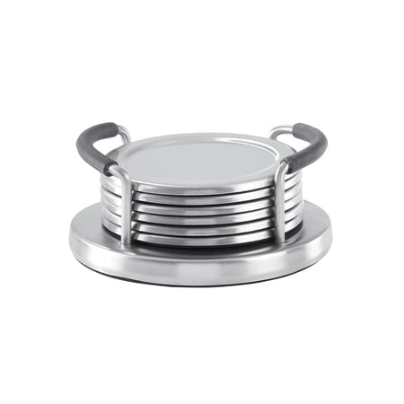 LQSEO Stainless Steel Drink Coasters with Holder Metal Table Coaster Set for Coffee Table Dining Table and Kitchen Counter Durable Drink Coasters