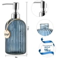 thumbnail image 3 of Clearance Storage Containers under $10,16 OZ Soap Dispenser Tempered Glass Clear Vertical Stripe With 304 Proof Stainless Steel Refillable Liquid Hand Soap Dispenser For Bathroom Kitchen Dish Soa, 3 of 6