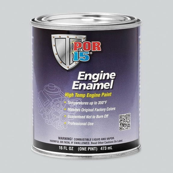 POR-15 42198 High Temperature Engine Enamel Paint, 1 pt Can, Gloss Hi Po Yellow, Liquid, 30 to 60 min Curing