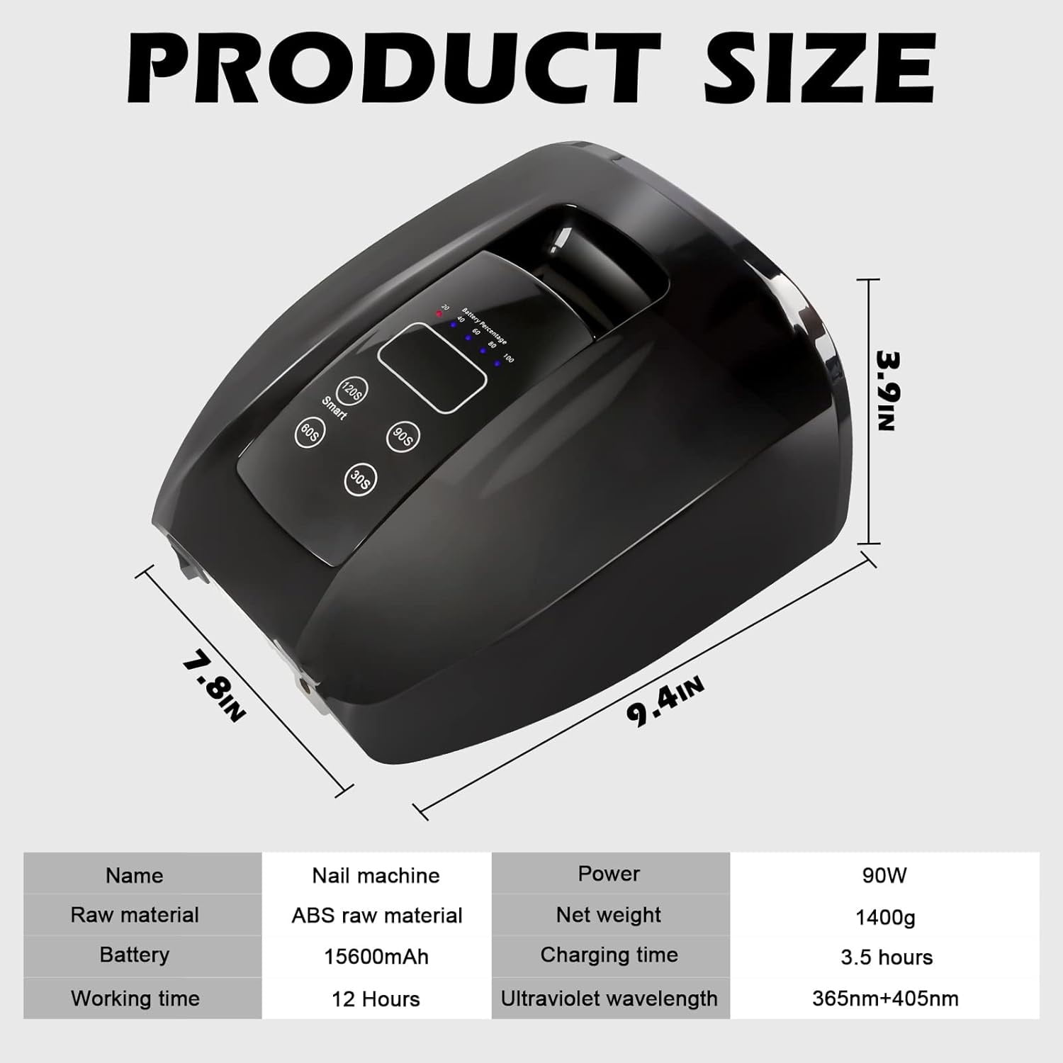 90W Professional Wireless Cordless Rechargeable UV LED Nail Lamp,Nail Lamp Gel Nail Curing Dryer Light for Nails with 45 Beads,4 Timer Setting LCD Display Nail Polish Machine