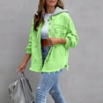 thumbnail image 5 of Rutainlusire Womens Fashion Daily Buttoned Hooded Jackets 2026 Denim Jacket Women's Solid Color Loose Jacket Perforated Long Sleeved Women's Denim Shirt Detachable Hooded Jacket, 5 of 5